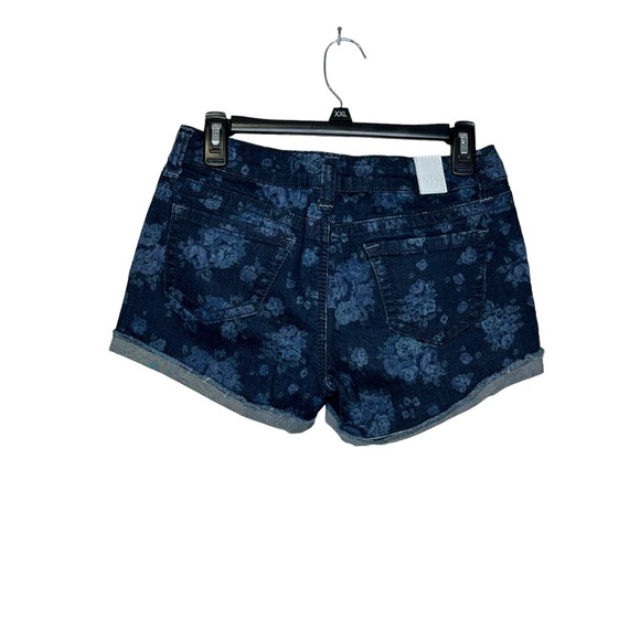 Maurices Womens Shorts Floral Stretch Denim Cotton Blend Cuff Raw Hem Blue 5/6 - Picture 8 of 8